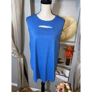 BCG Blue size XL Longer Length Cutout Front Gym Workout Top GUC
